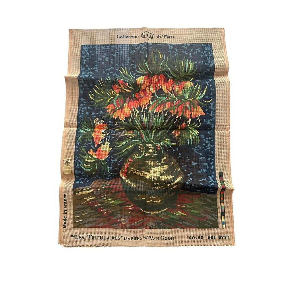 Vincent Van Gogh 1887 Les FRITILLARIES Flowers Needlepoint Canvas France 60x80